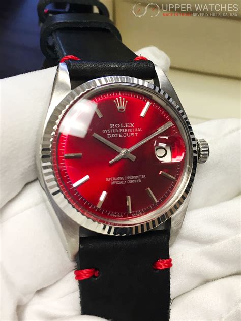 it's a red rolex to match red balenciagas|rolex watch with red dial.